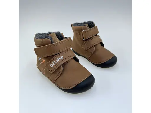 Detské kvalitne hnedé kožené celé teplé topánky W015-52347B-40
