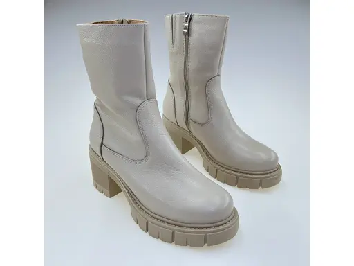 Dámske kvalitné teplé béžové pohodlné 3/4 čižmy K3662/verona-15