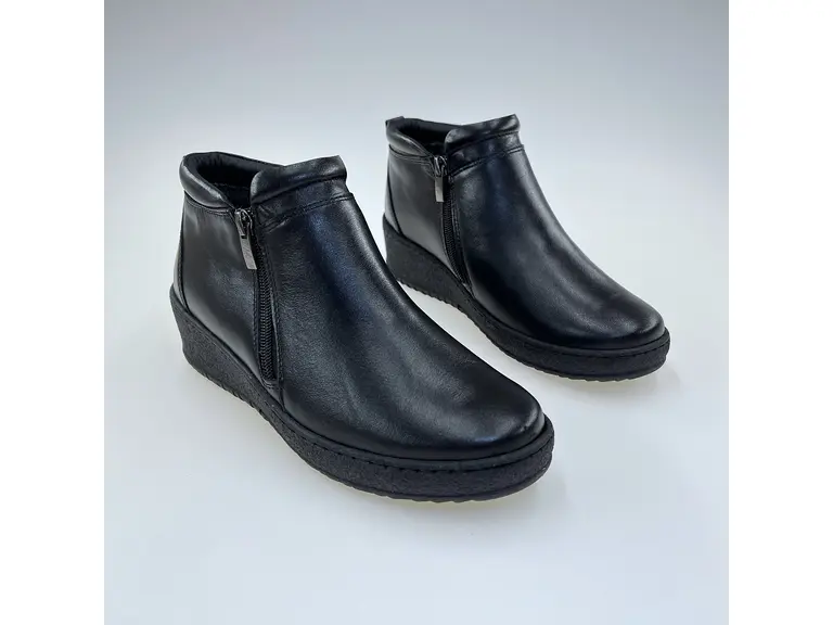 Dámske kvalitné teplé čierne pohodlné členkové topánky K2902-60