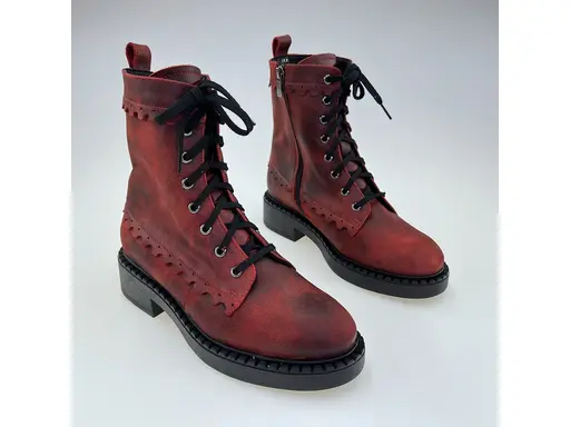 Dámske kvalitné teplé červené pohodlné členkové topánky K3676/roma-30