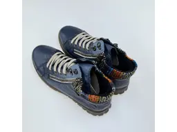 Dámske kvalitné teplé modré pohodlné členkové topánky N1305-14