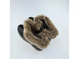 Dámske kvalitné teplé čierne pohodlné členkové topánky D9383-03