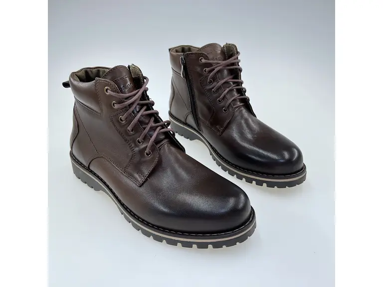 Pánske kvalitné teplé hnedé pohodlné členkové topánky I020-468-40