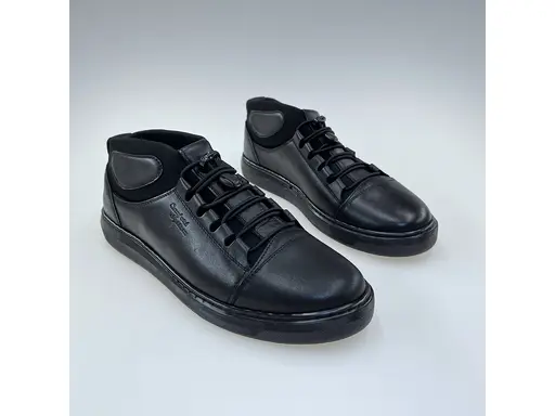 Pánske kvalitné teplé čierne pohodlné členkové topánky E399/Z-60