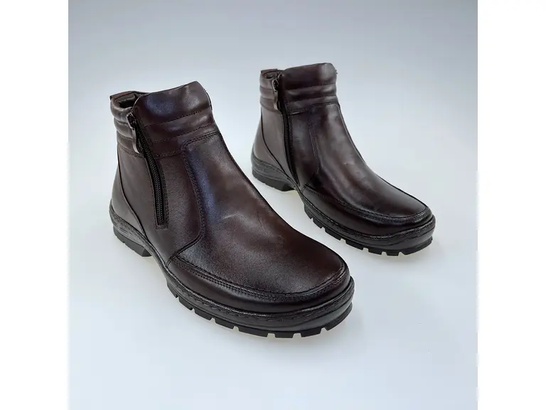 Pánske kvalitné teplé hnedé pohodlné členkové topánky E412-40