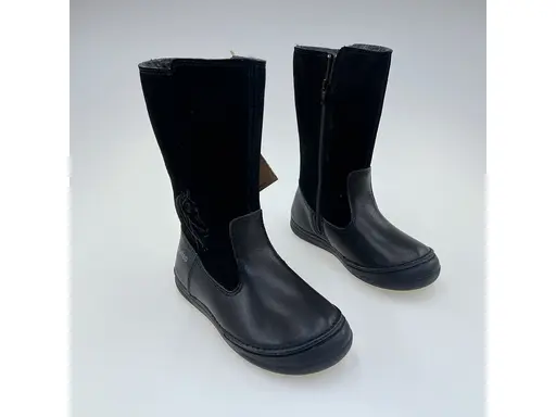 Pohodlné čierne detské kožené teplé čižmy W078-52103M