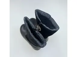 Pohodlné čierne detské kožené teplé čižmy W078-52783L