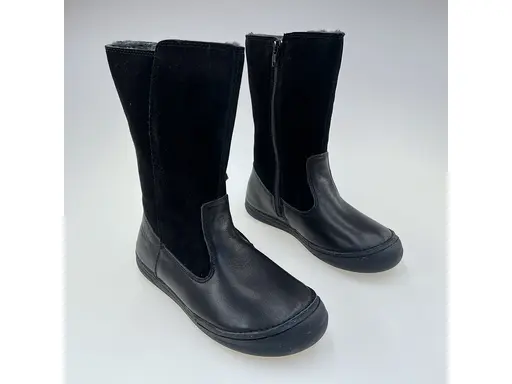 Pohodlné čierne detské kožené teplé čižmy W078-52783L