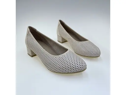 Dámske pohodlné mäkučké béžové širšie lodičky 9-22501-44-404