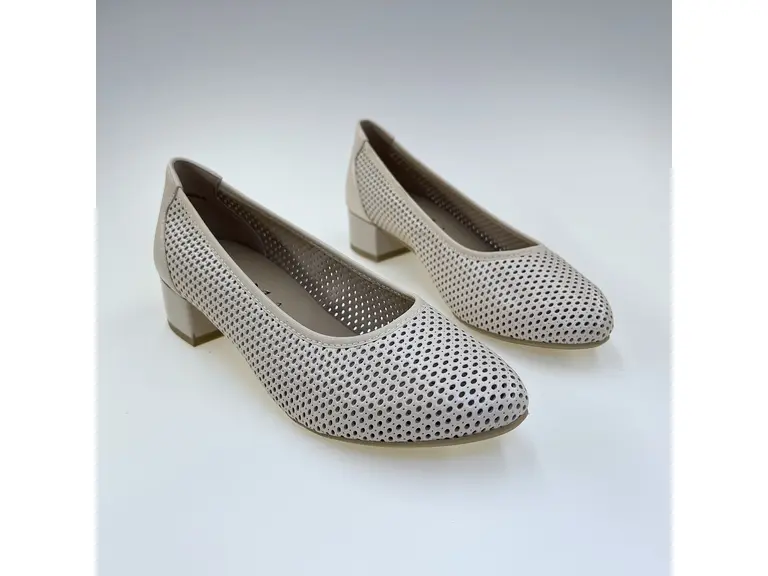 Dámske pohodlné mäkučké béžové širšie lodičky 9-22501-44-404