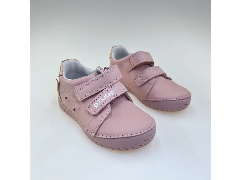 Detské celokožené ružové LED svietiace poltopánky DD Step S050-61970AM