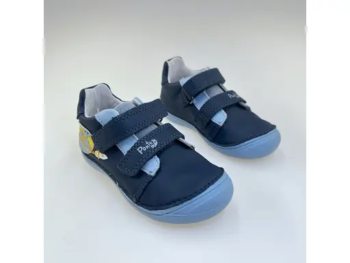 Detské celokožené modré barefoot poltopánky DD Step DA03-6-1716AM