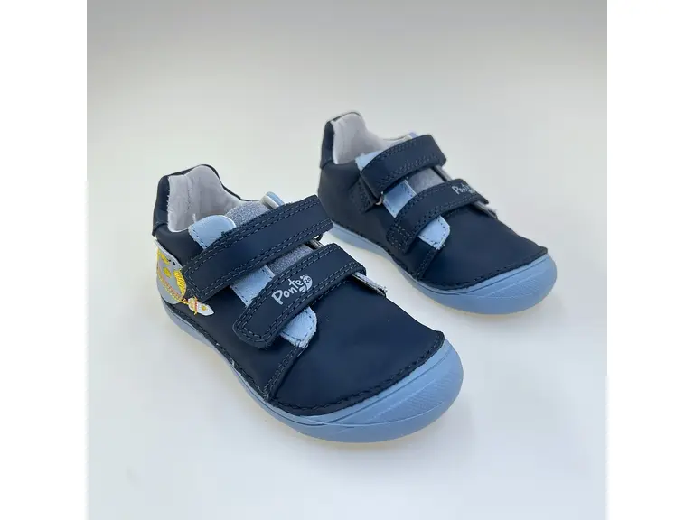 Detské celokožené modré barefoot poltopánky DD Step DA03-6-1716AM