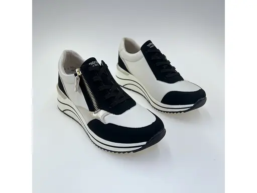 Dámske béžovo-čierne širšie poltopánky Remonte D0T01-03