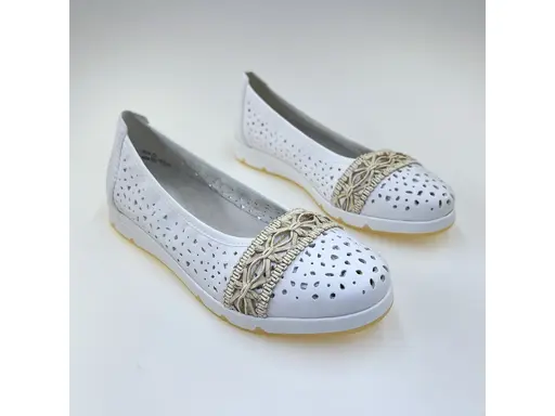 Dámske biele baleríny Rieker L3062-80