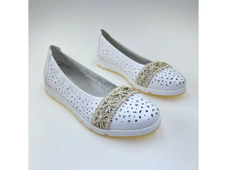 Dámske biele baleríny Rieker L3062-80