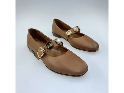 Dámske koňakové kožené baleríny Bombonella ASP4255060-38