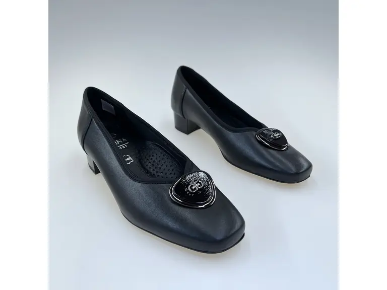 Dámske širšie čierne kožené lodičky ASPKX2852-60