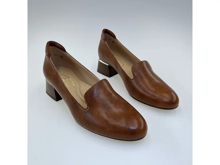 Dámske koňakové kožené mäkučké lodičky K3328X/3510-38B