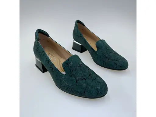 Dámske zelené kožené mäkučké lodičky K3328/3510-51