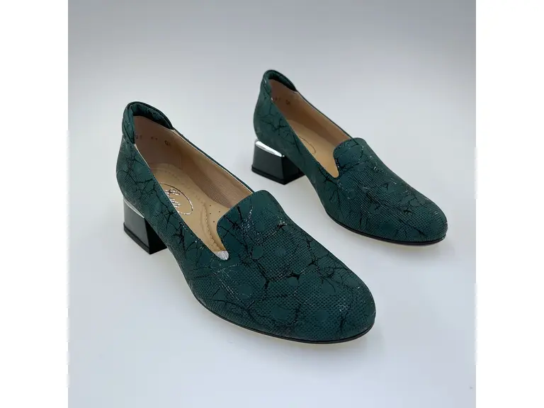 Dámske zelené kožené mäkučké lodičky K3328/3510-51