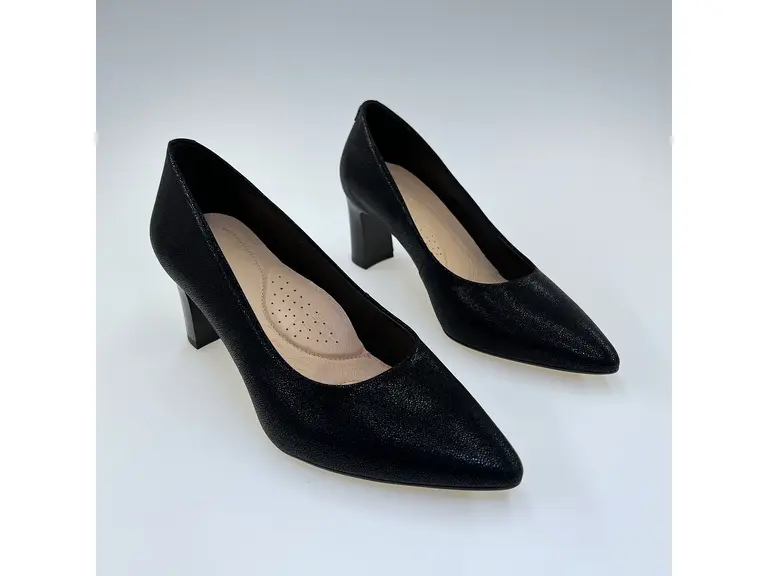 Dámske čierne kožené mäkučké lodičky PULAF1606-60