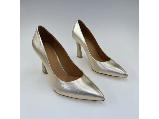 Dámske zlaté kožené mäkučké lodičky A7052-AU