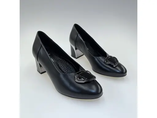 Dámske čierne kožené mäkučké lodičky ASPKX2885-60