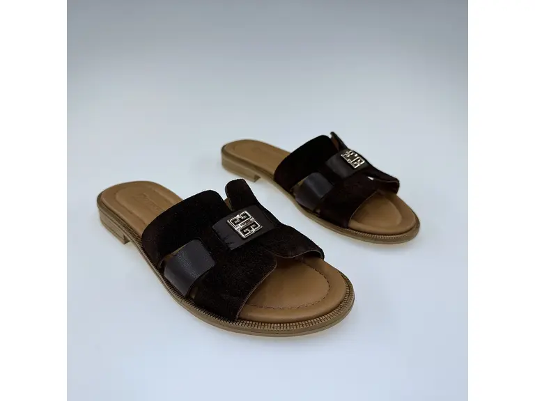 Dámske hnedé kožené letné vsuvky 58c2128-40