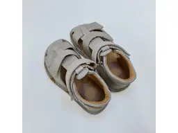 Detské letné béžové kožené pohodlné barefoot sandálky G076-61842F