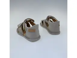 Detské letné béžové kožené pohodlné barefoot sandálky G076-61842F