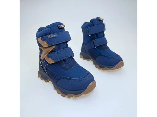 Detské kožené teplé vodeodolné členkové topánky Redik denim