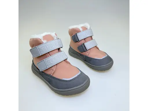 Detské kožené teplé vodeodolné barefoot topánky Dena pink