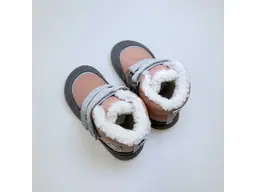 Detské kožené teplé vodeodolné barefoot topánky Dena pink