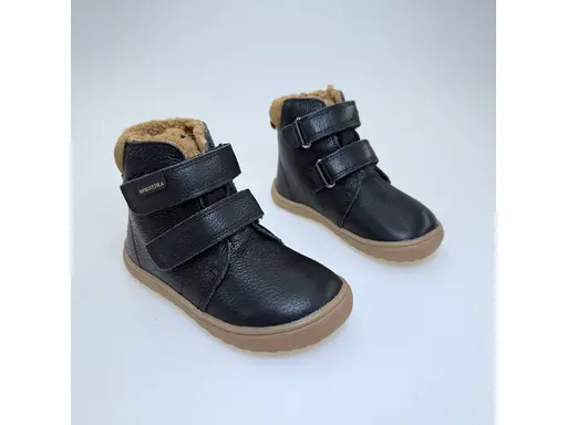 Detské kožené teplé vodeodolné barefoot topánky Davis black