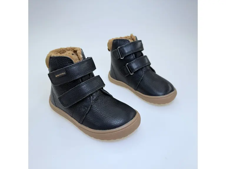 Detské kožené teplé vodeodolné barefoot topánky Davis black