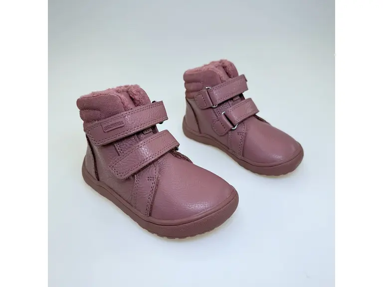 Detské kožené teplé barefoot ružové topánky Gina old pink